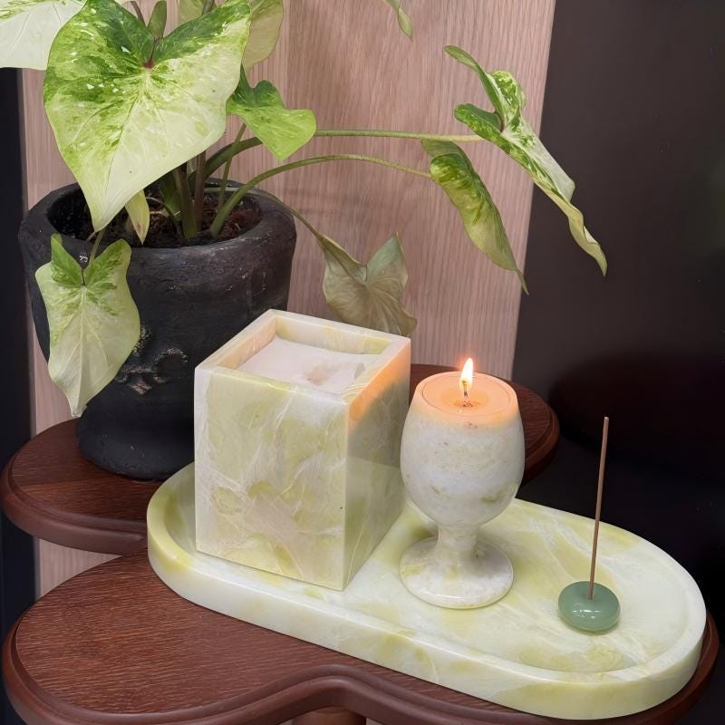Irish Green Marble Tray & Soy Candle Set –Home Decor Gift for St.Patrick's Day