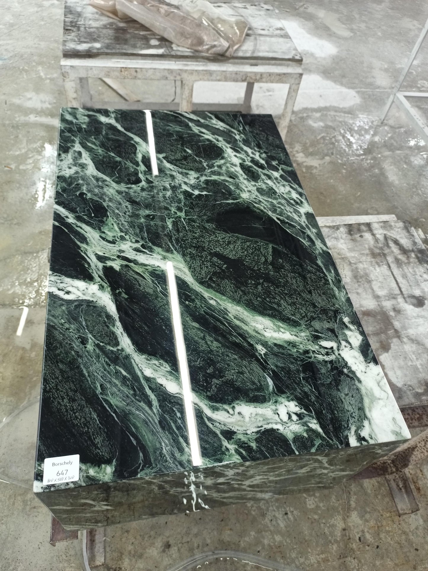 Luxury Green Marble Coffee Table, Italian Minimalism