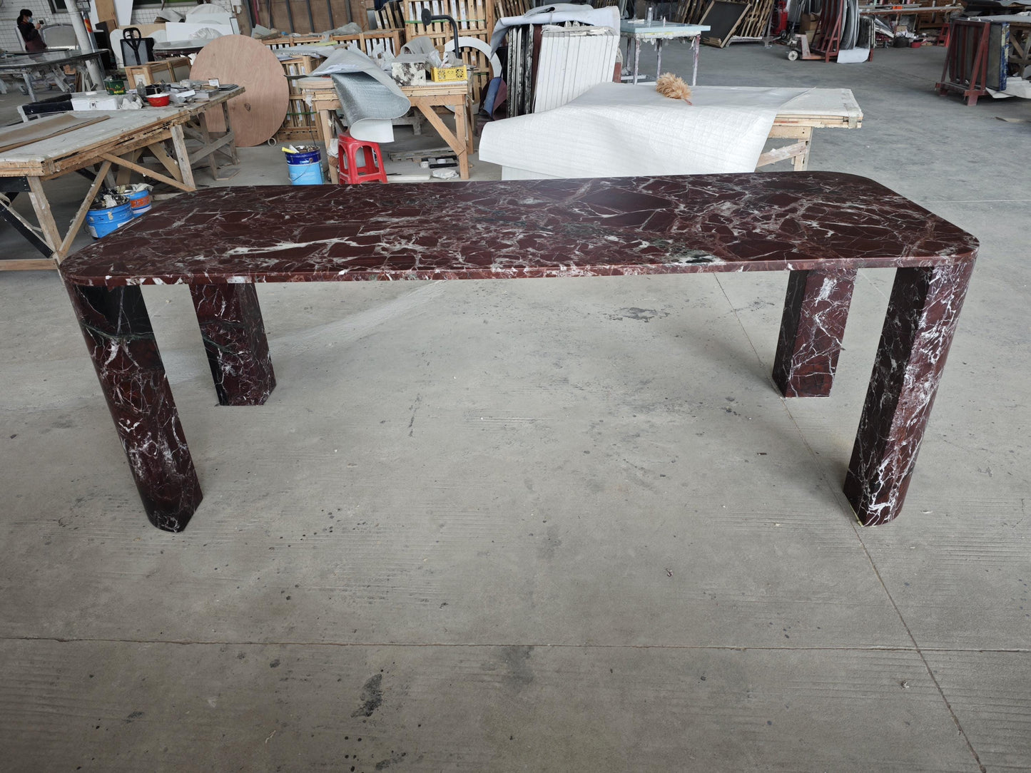 Rectangle Natural Rosso Lepanto Red Marble dining table, Luxurious kitchen design