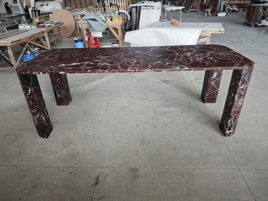 Rectangle Natural Rosso Lepanto Red Marble dining table, Luxurious kitchen design