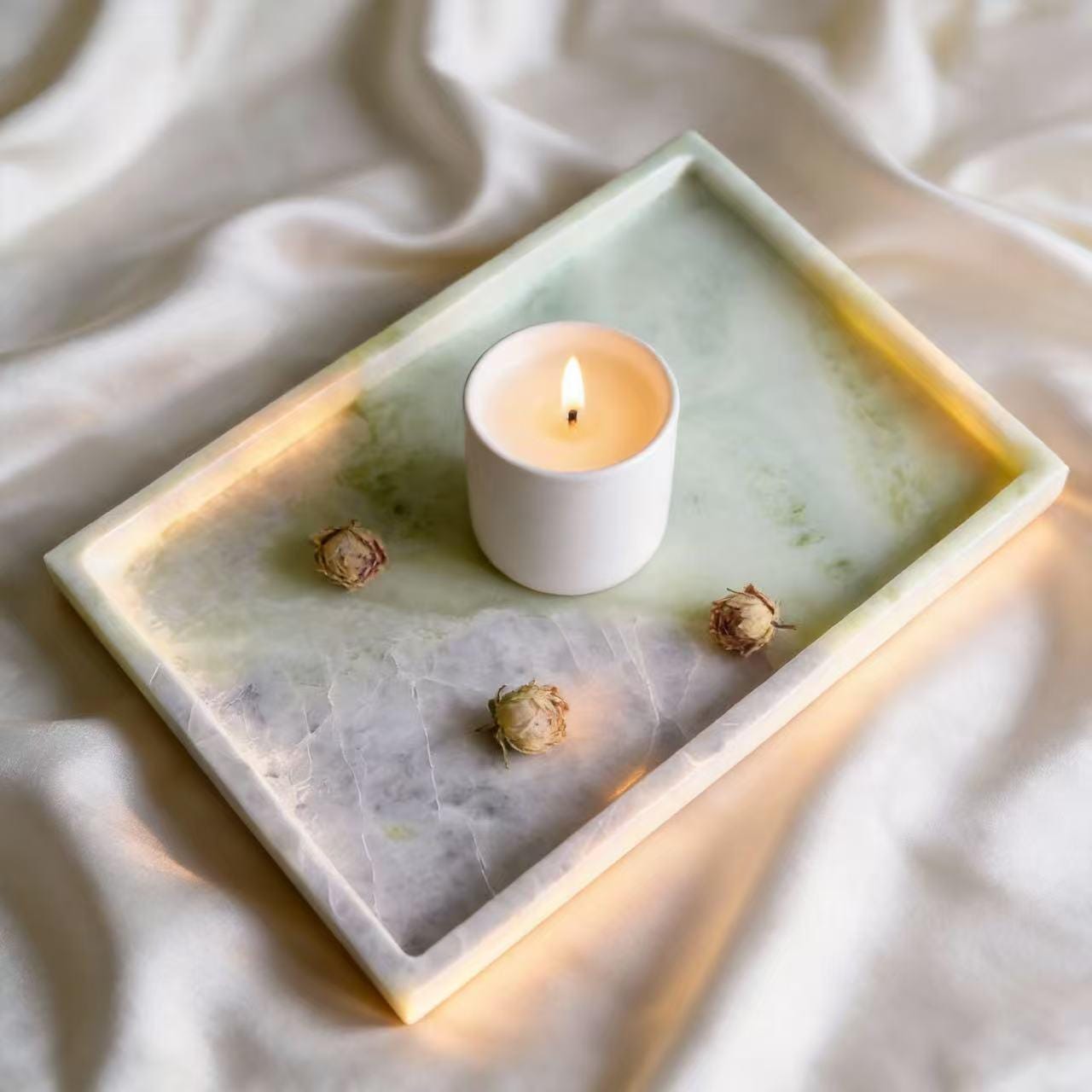 Handmade Green Marble Catchall Tray, Unique Statement Organizer for Stylish Home Ambiance