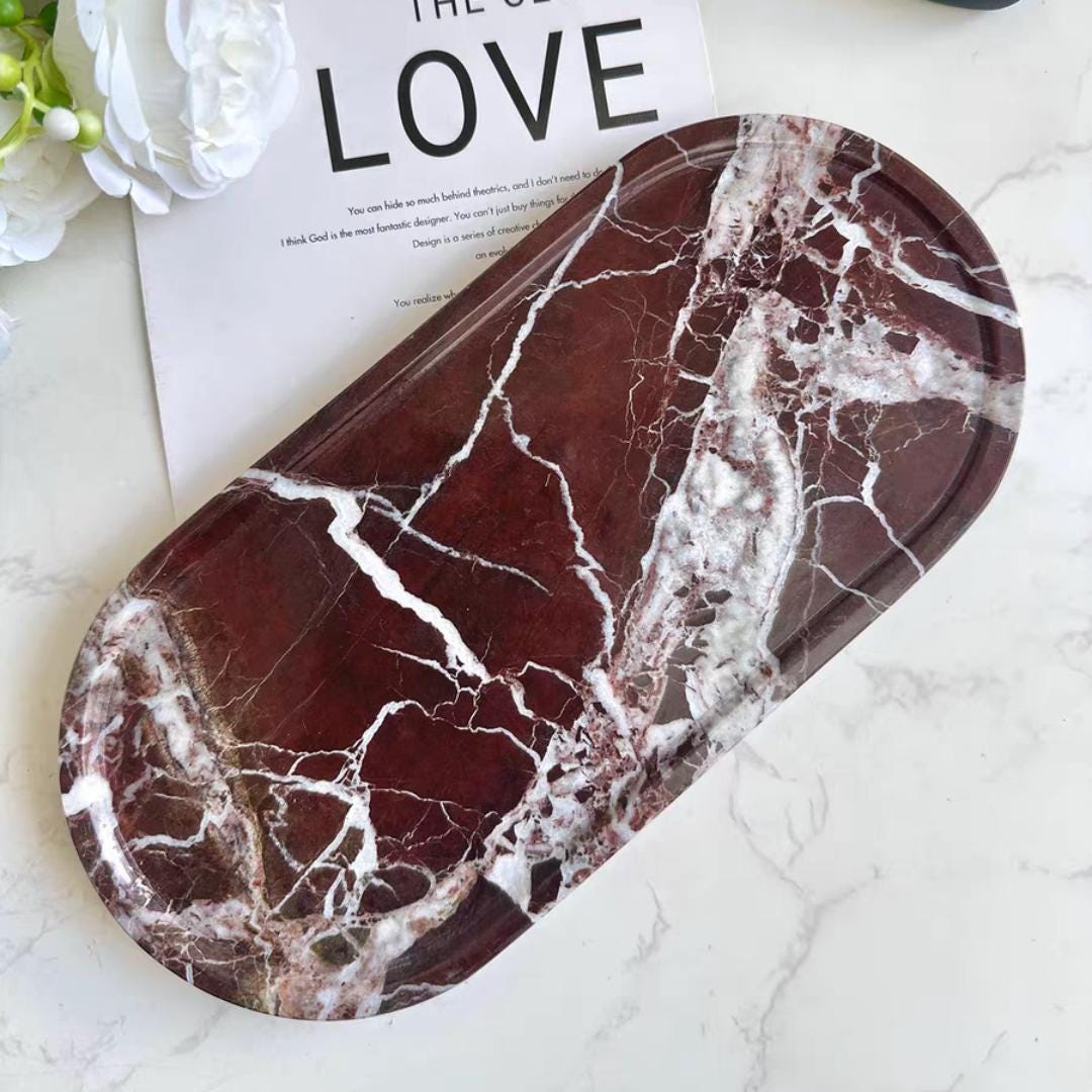 Natural Stone violet Rouge Marble Tray for wedding gift-Royal Elegance in Stone