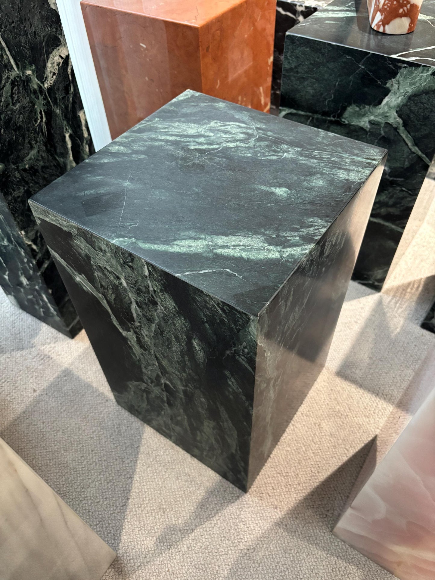 Green Natural Marble Side Table: Italian-Style End Table