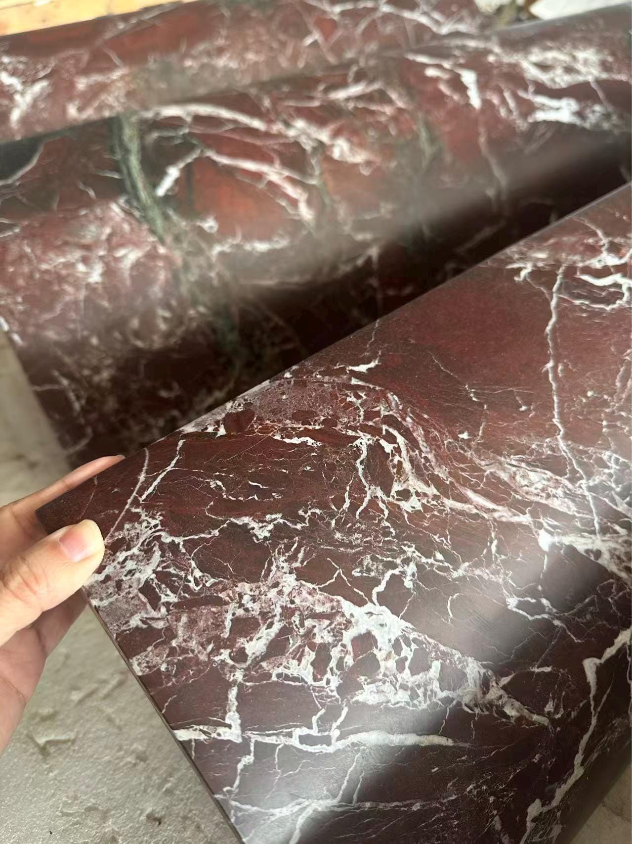 Rectangle Natural Rosso Lepanto Red Marble dining table, Luxurious kitchen design