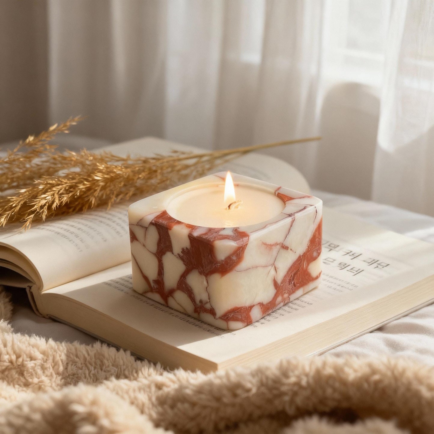 Handmade Marble Candle – Natural Veined Pattern – Aromatherapy Scented Candle for Yoga, Spa, or Holiday Gift
