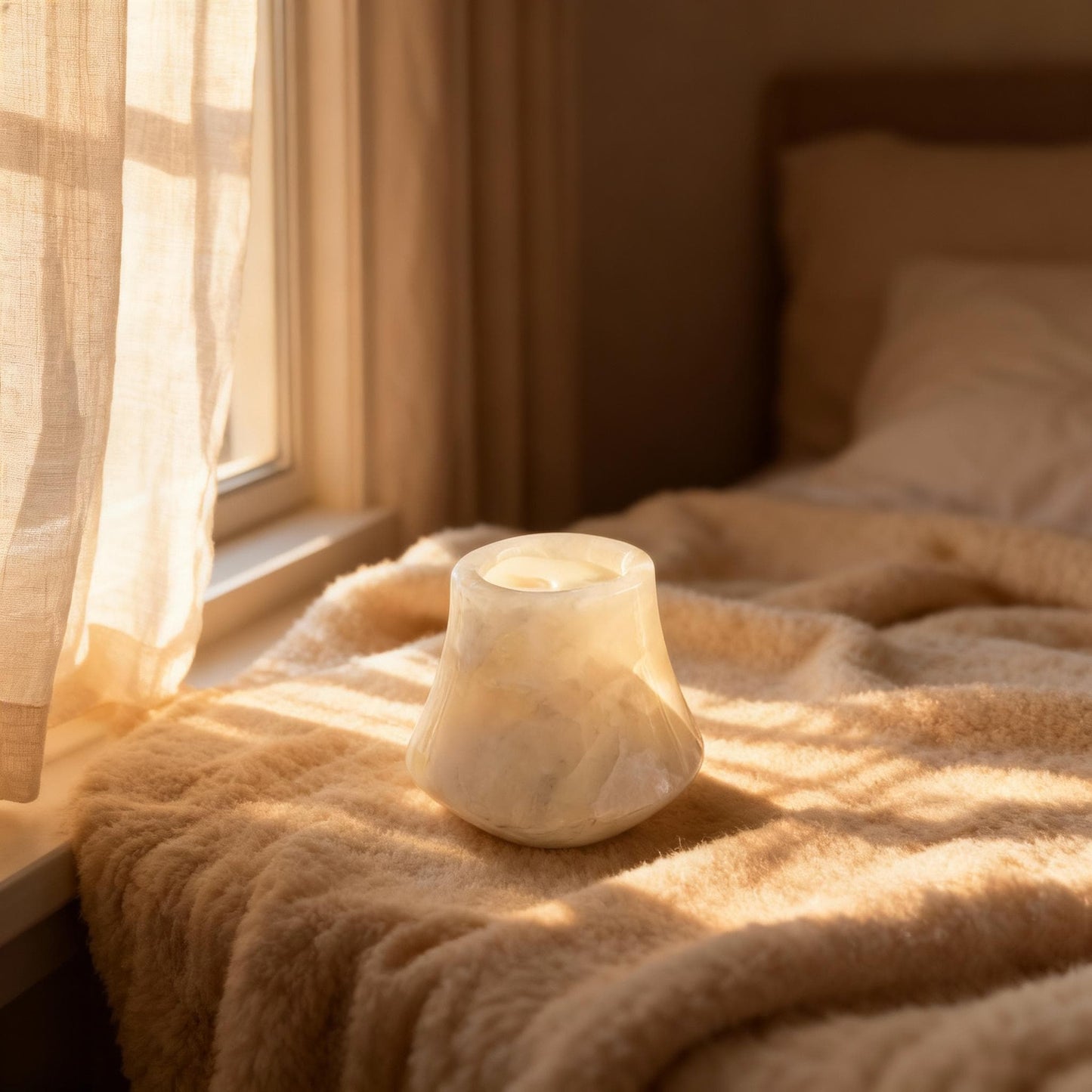 Natural Onyx Candle Holder - Handcarved Marble Aromatherapy Vessel | Unique Home Decor | Luxury Scented Candle Container