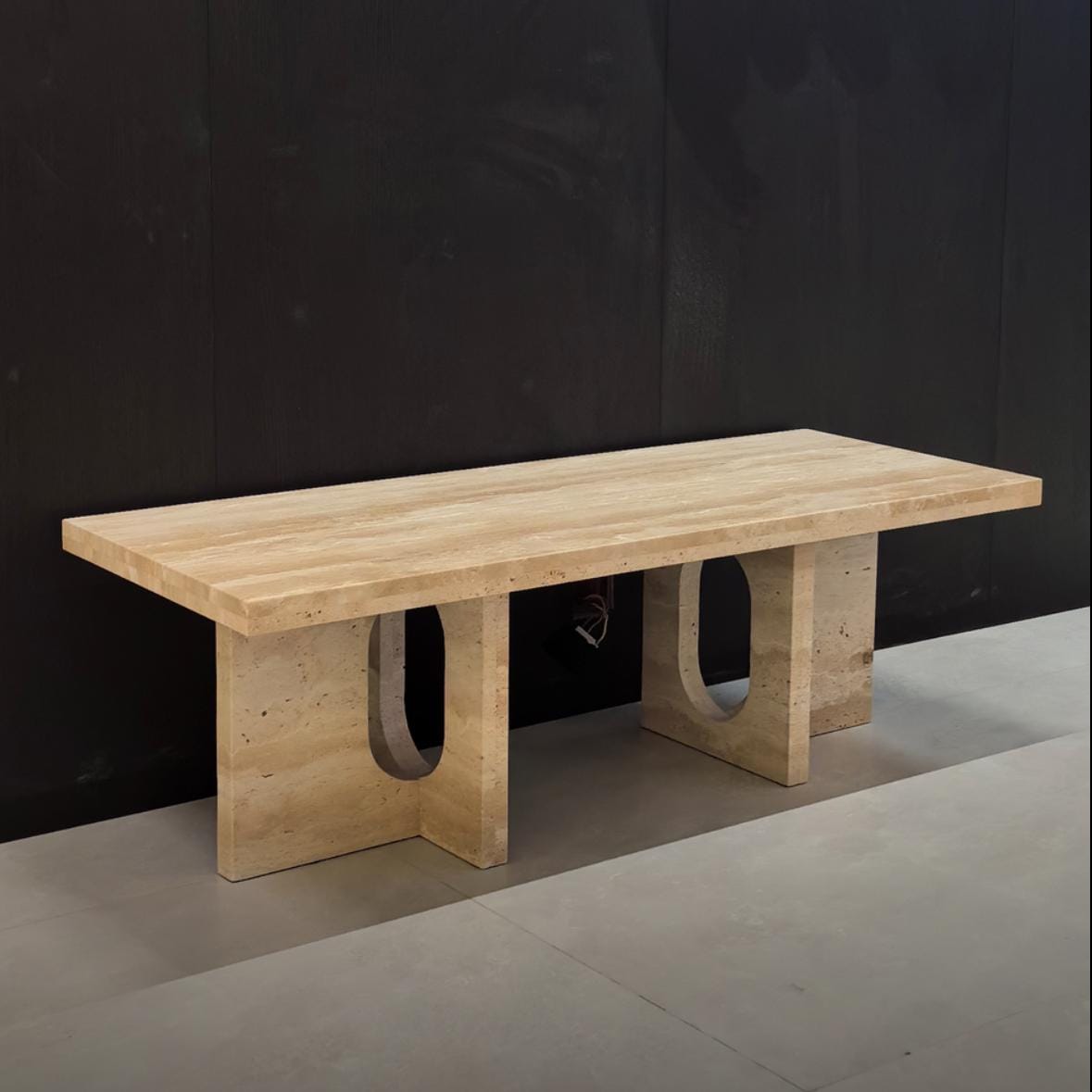 Hand-Carved Travertine Coffee Table: French European Decor