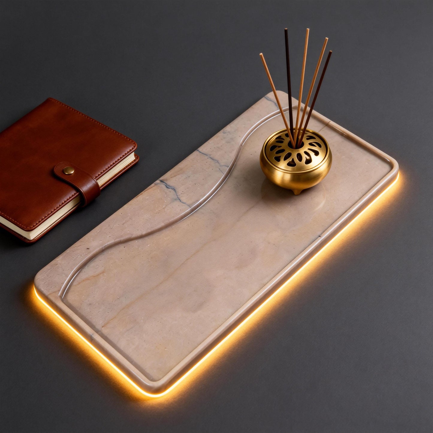 Handcrafted Marble Tea Tray – Organic Stone Serving Platter