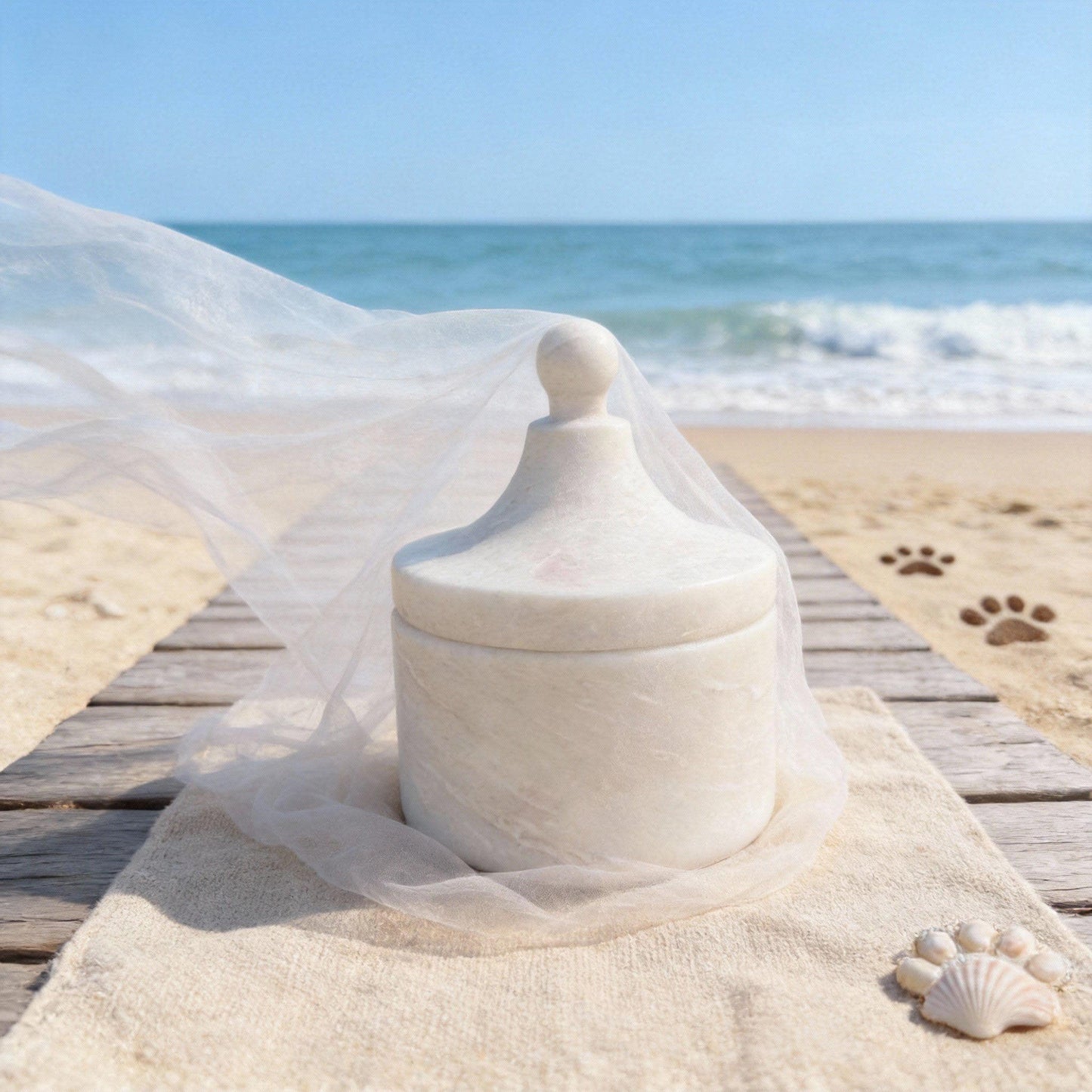 Handmade White Marble Pet Memorial Urn | Elegant Keepsake