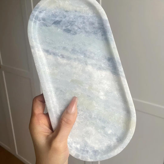 Handmade Baby Blue Crystal Marble Tray– Luxury Gift For Summer Wedding Gift