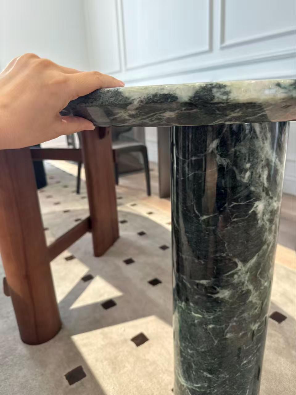 Organic Special Shape Natural Green marble Stone Dining Table: Luxury