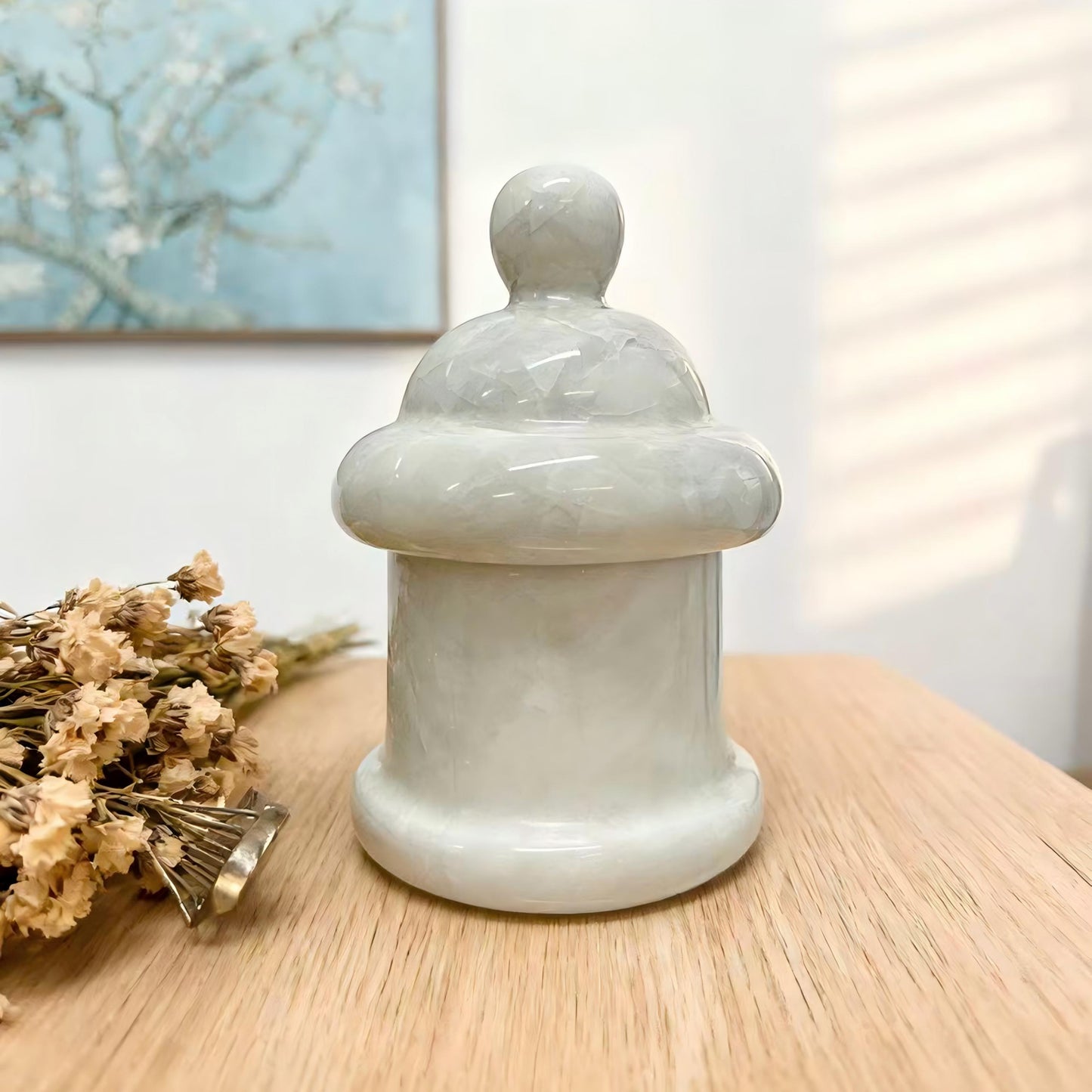 Handmade Ice-Cracked Porcelain Pet Urn – Minimalist Memorial Keepsake