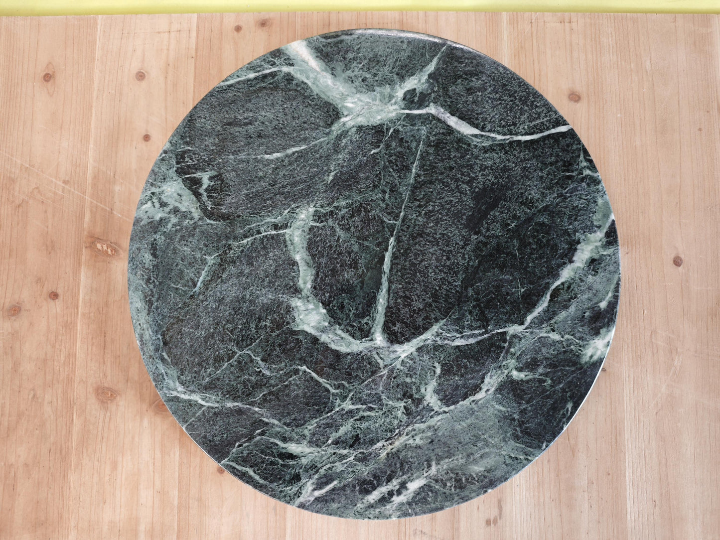 Natural Green Marble Side Table: vintage Design, Hand-Polished