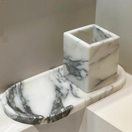 Nature Marble Scented Candle and Tray Set-Cozy cabin Home Decor ideas