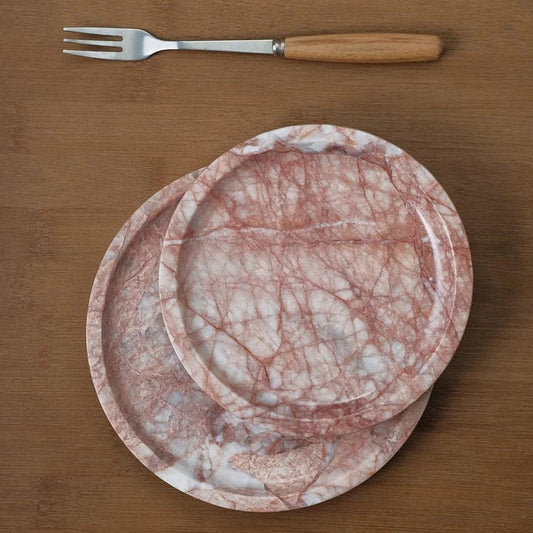 Natural Marble Pink Rolling perfume Tray, Handmade Fruit Tray for Stylish Home Ambiance