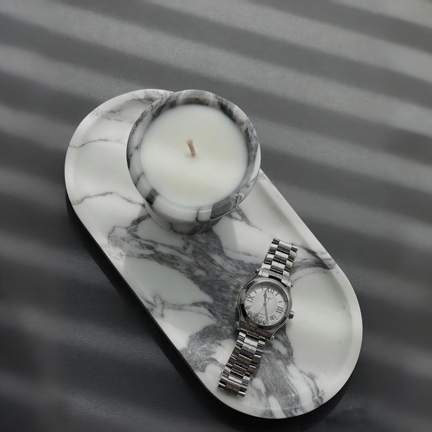 Nature Marble Scented Candle and Tray Set-Cozy cabin Home Decor ideas