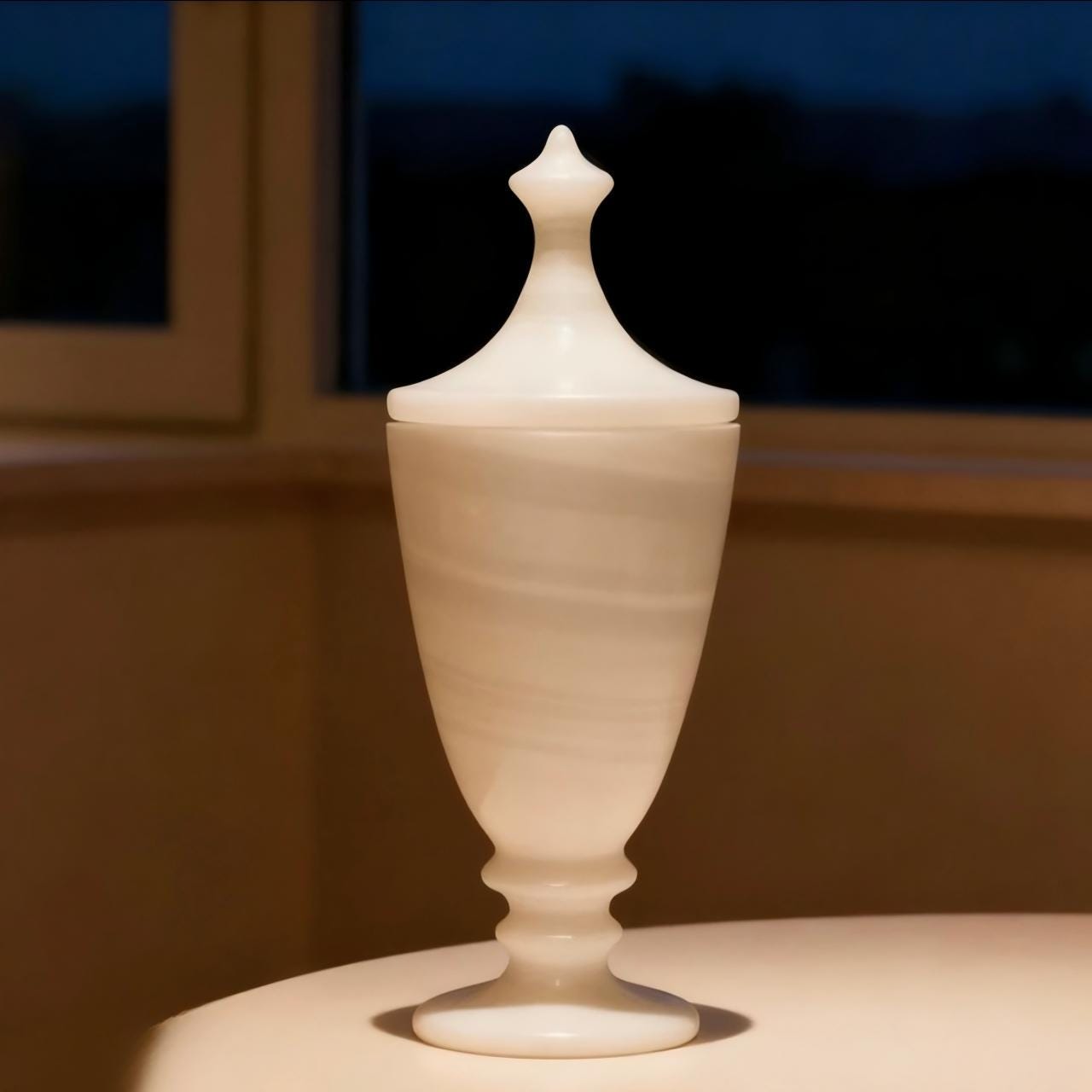 White Marble Pet Urn, Elegant Memorial Keepsake for Cat and dog