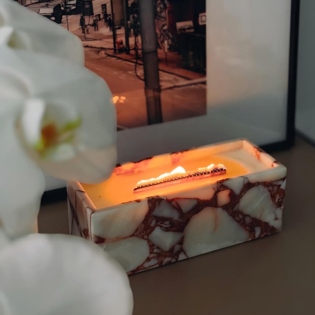Handcrafted Red Onyx Scented Candle – Luxury Home Fragrance Gift for Girl