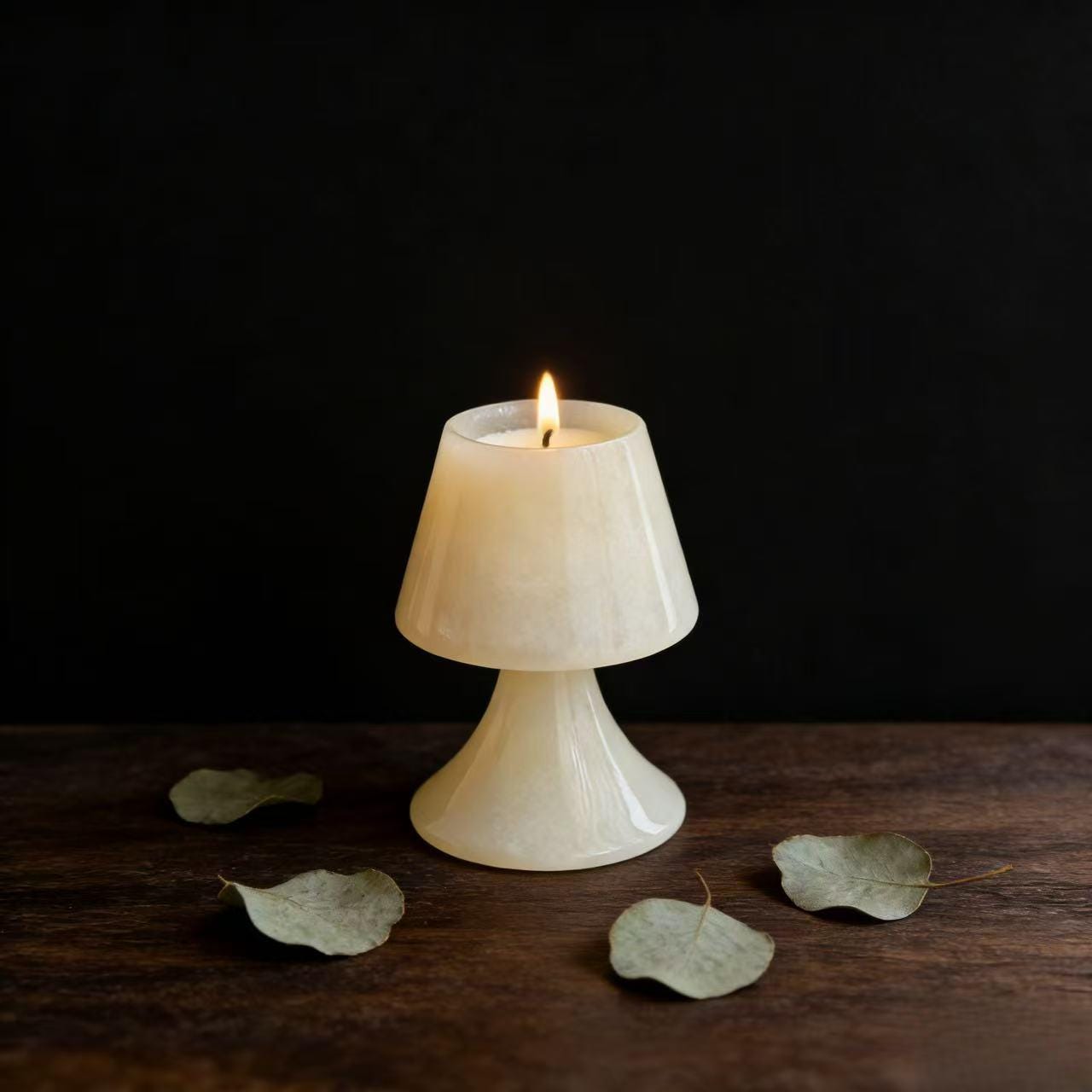 Marble Lamp Shaped Scented Candle, Handcrafted White Onyx Candle, Minimalist Home Decor Gift