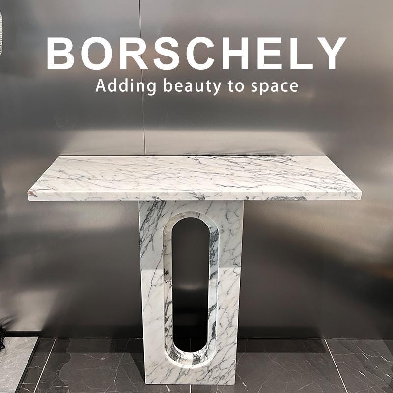 Handcrafted Natural Marble Console Table: Modern Minimalist Entryway Decor