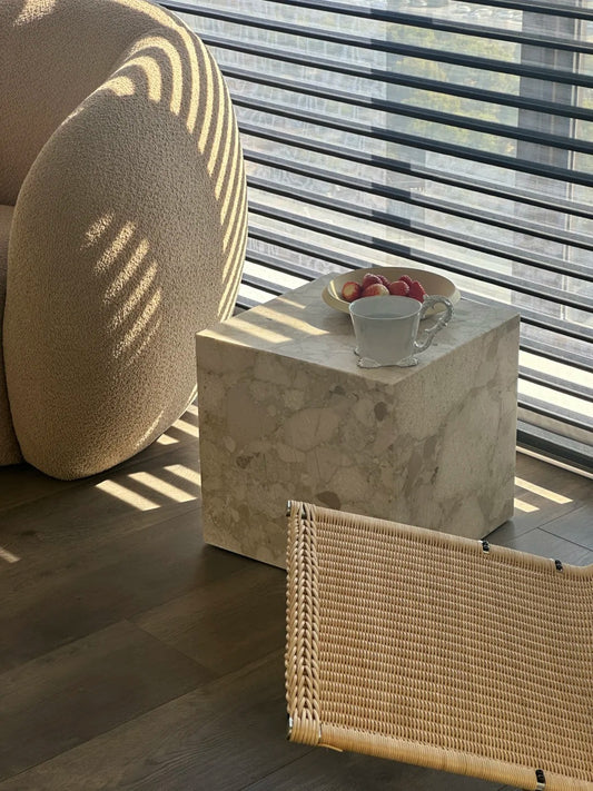 Natural White Marble Side Table: modern style plinth table