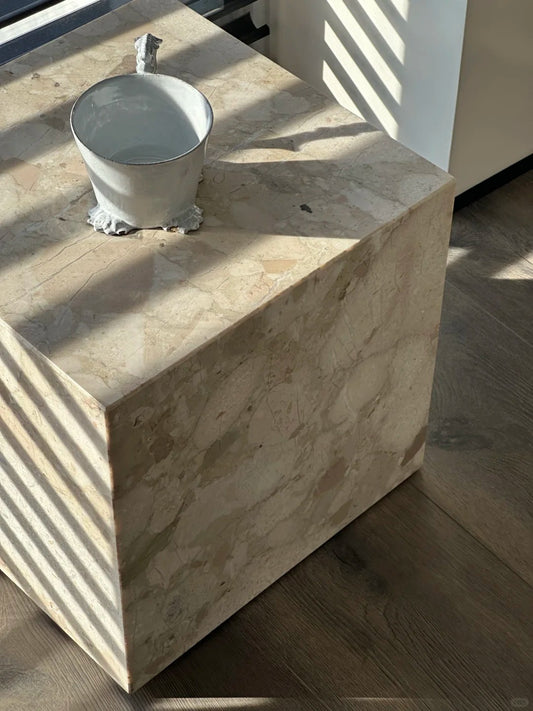 Natural White Marble Side Table: modern style plinth table