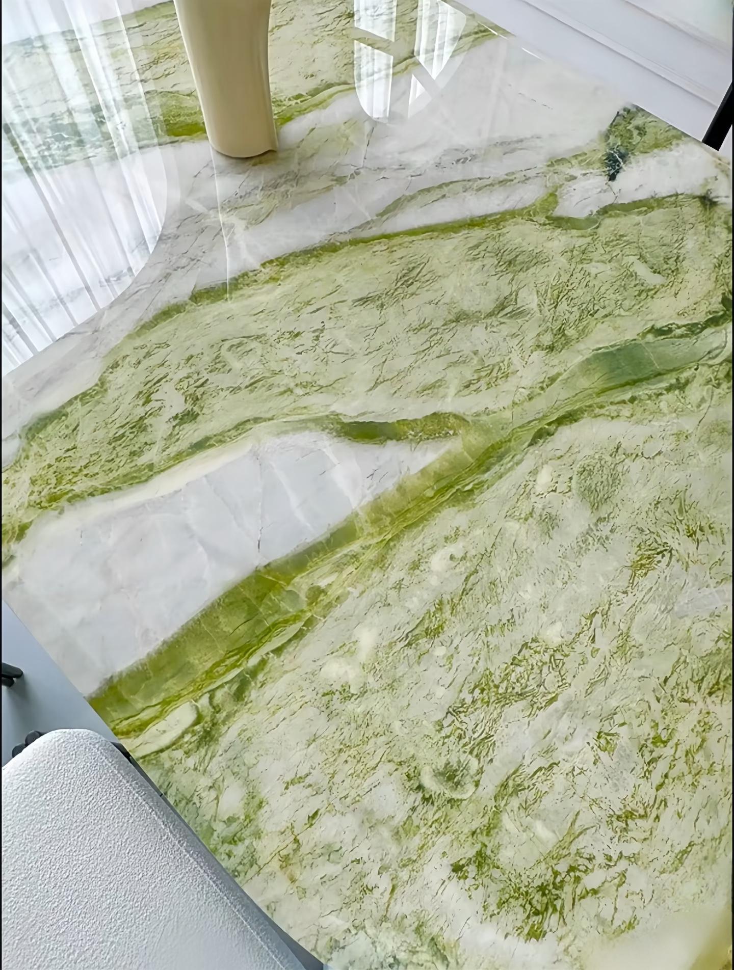 Celestial marble Oval shape, Natural Ireland Green Marble Dining Table, timeless and classic beauty