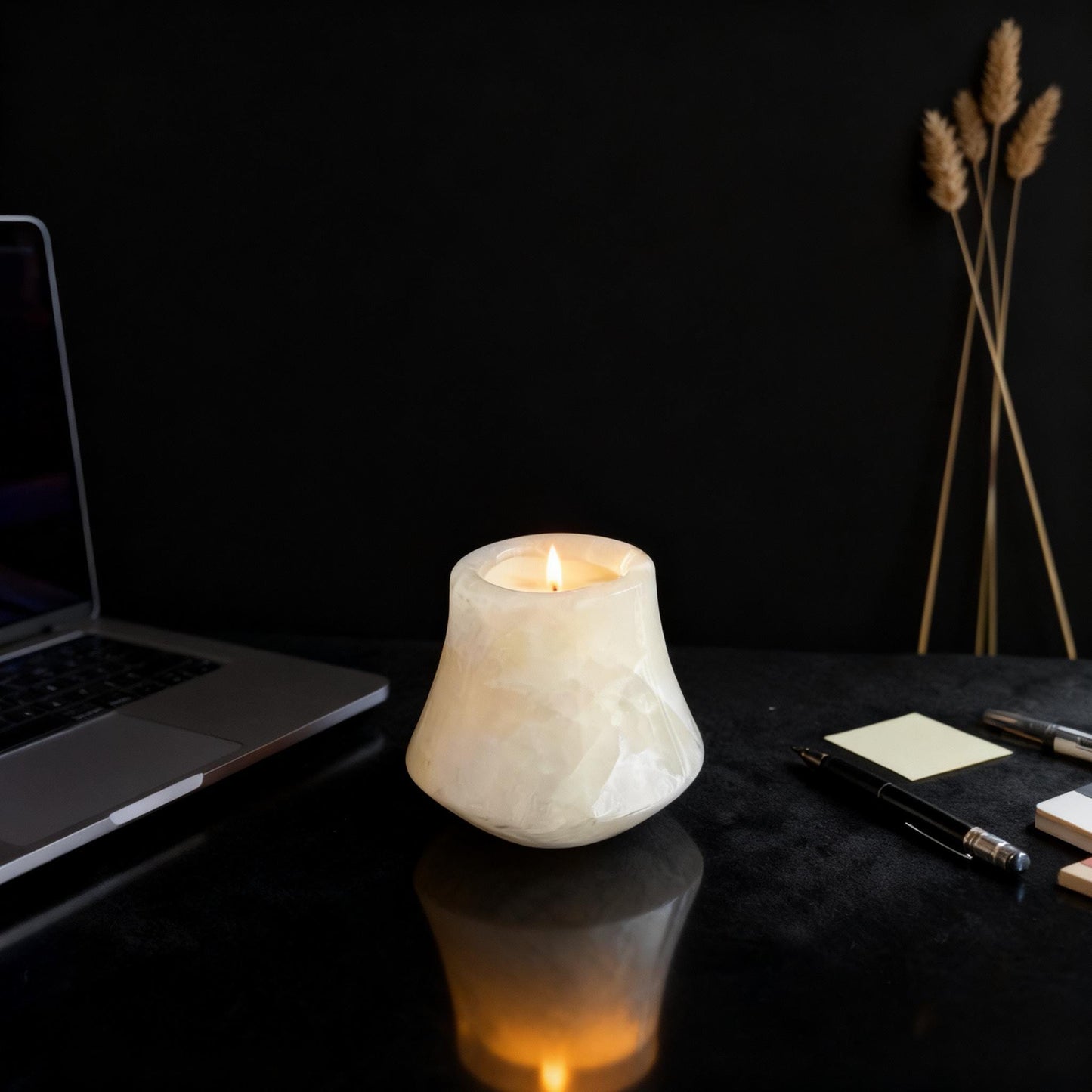 Natural Onyx Candle Holder - Handcarved Marble Aromatherapy Vessel | Unique Home Decor | Luxury Scented Candle Container