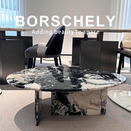 BORSCHELY Minimalist Elegant design oval shape, coffee table for living room, luxury home furniture
