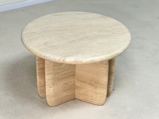 Handmade Elegant Natural Travertine Coffee Table | Three-Petal design | Organic Modern Centerpiece for Living Room