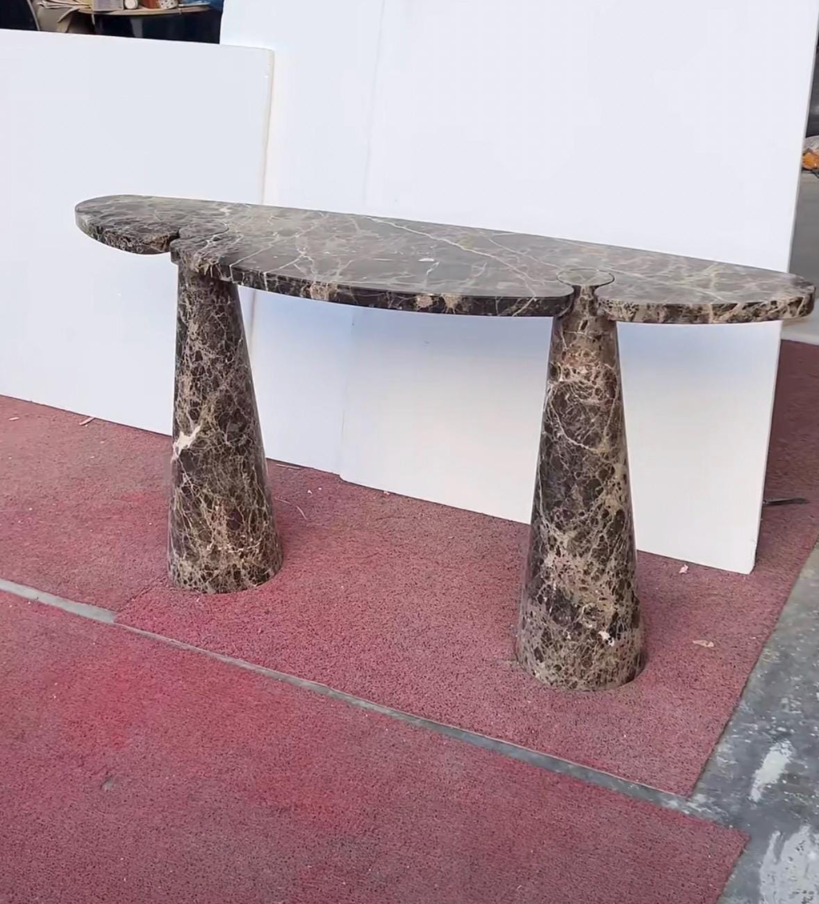 handmade natural flower green marble console table, arc curved pedestal