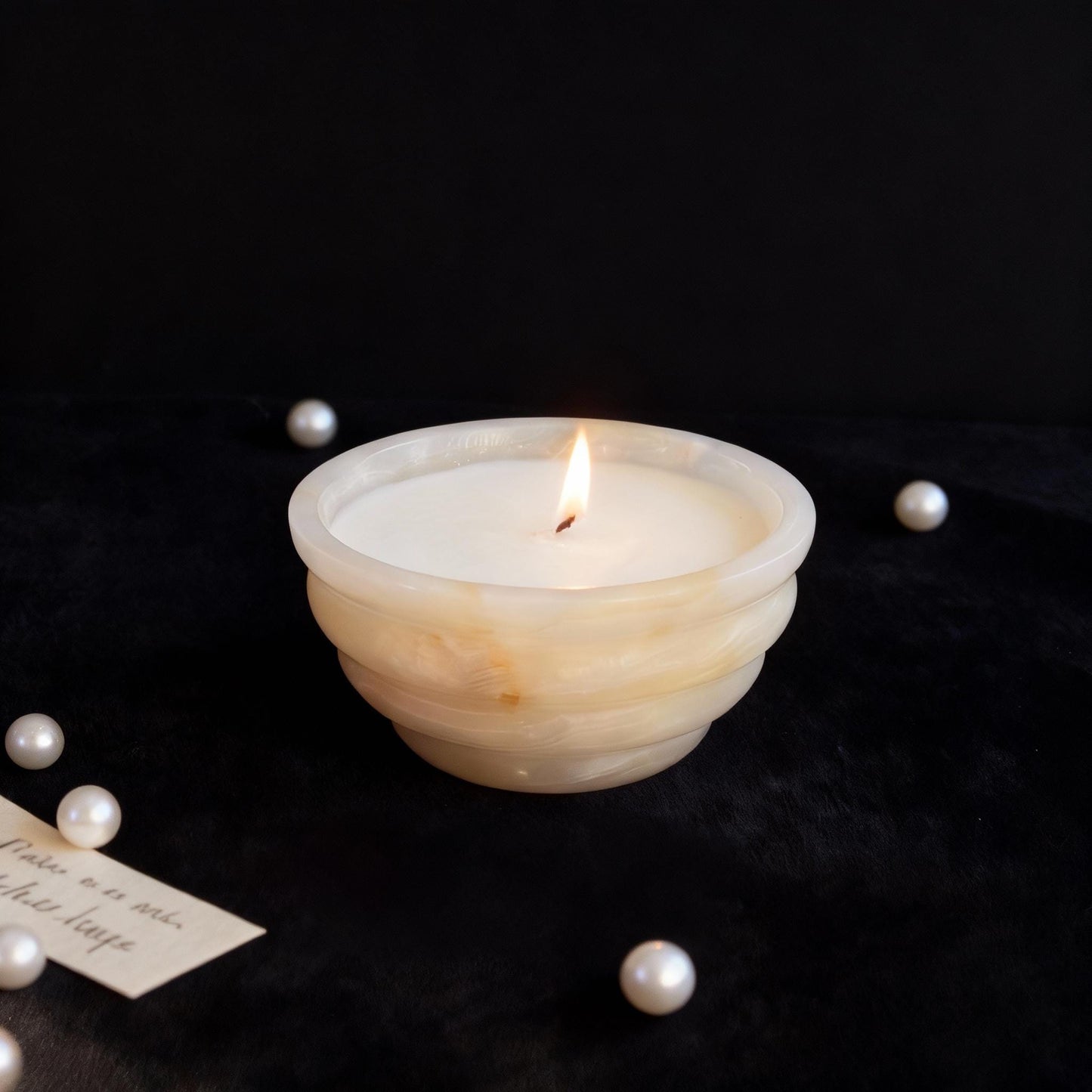 Luxury Banded Stone Candle, Valentine's Day Thoughtful Gift for Girlfriend/Wife