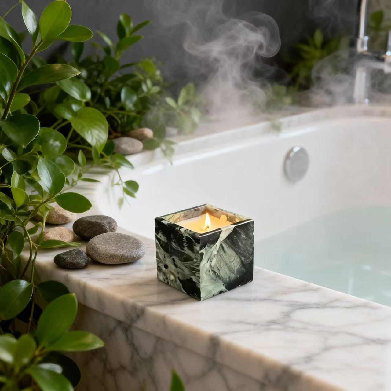 Monochrome Marble Candle, Luxury Aromatherapy Candle, Ideal for Housewarming, Wedding
