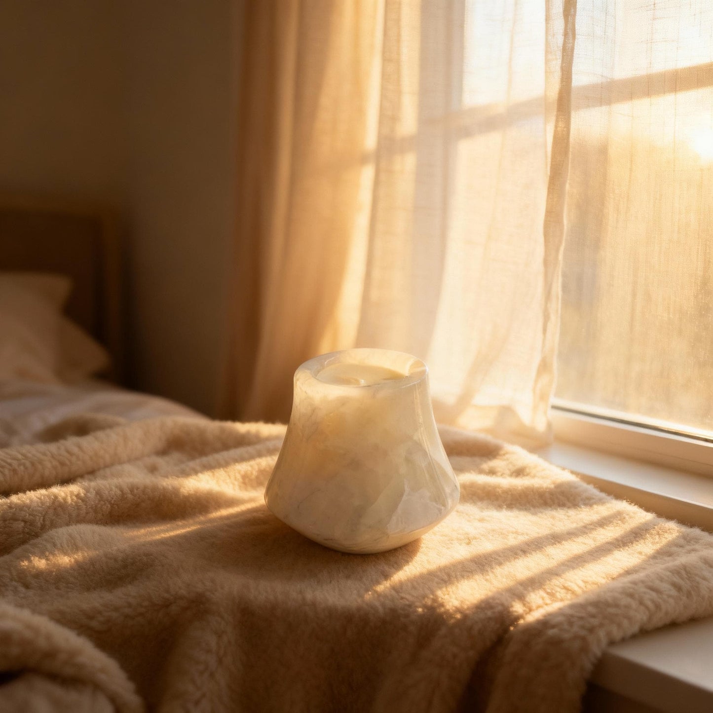Natural Onyx Candle Holder - Handcarved Marble Aromatherapy Vessel | Unique Home Decor | Luxury Scented Candle Container