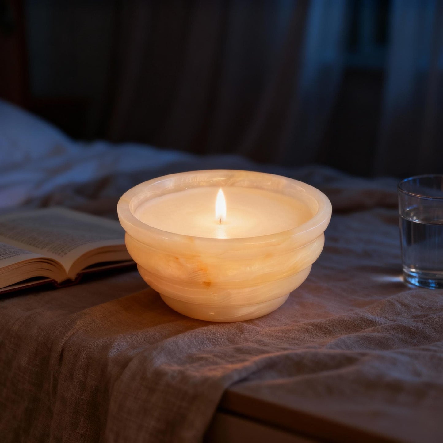 Luxury Banded Stone Candle, Valentine's Day Thoughtful Gift for Girlfriend/Wife