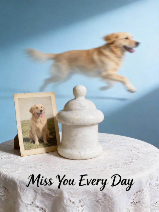 Handmade Ice-Cracked Porcelain Pet Urn – Minimalist Memorial Keepsake