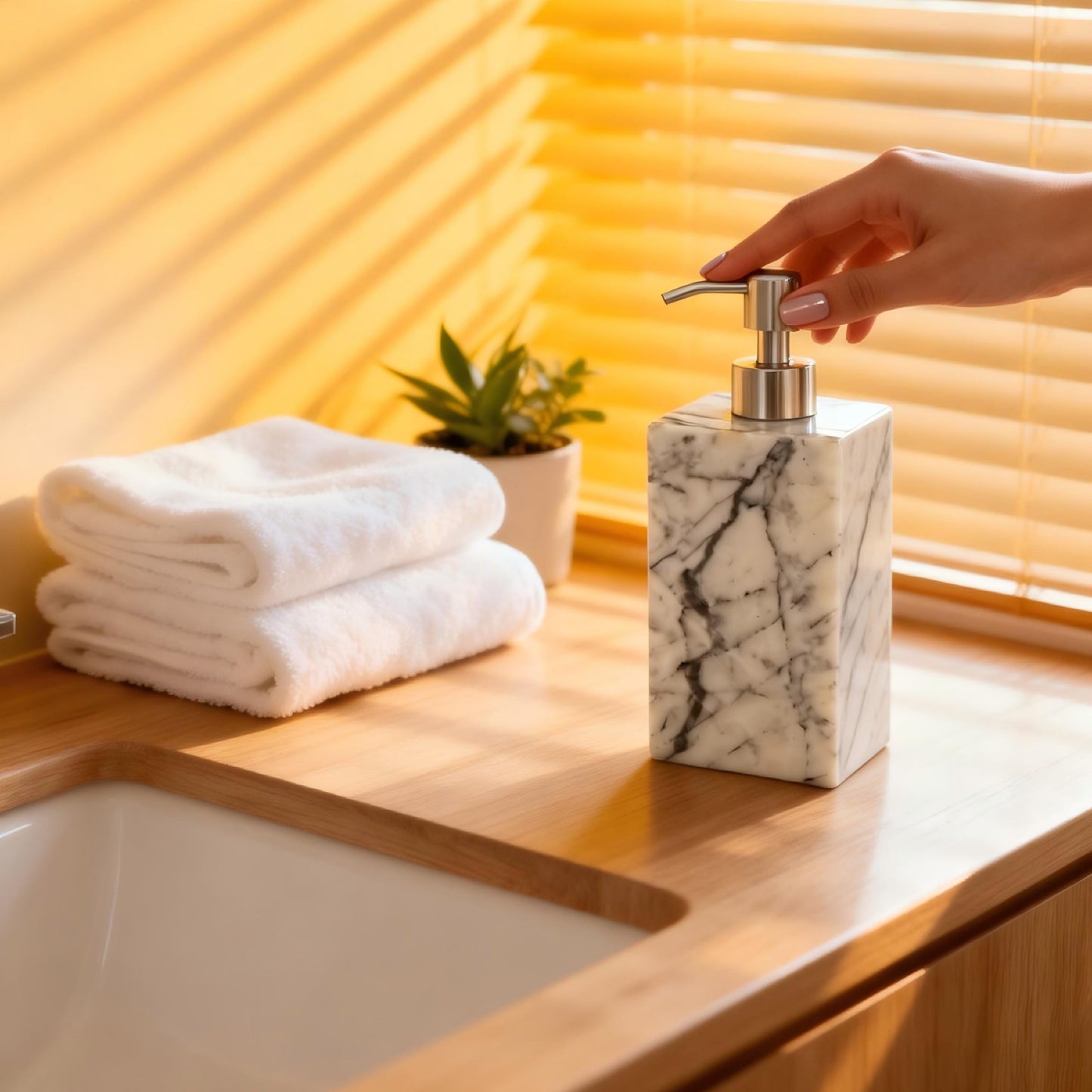 Marble emulsion bottle, light luxury natural stone hand sanitizer sub-bottle, hotel bathroom, household press type soap dispenser