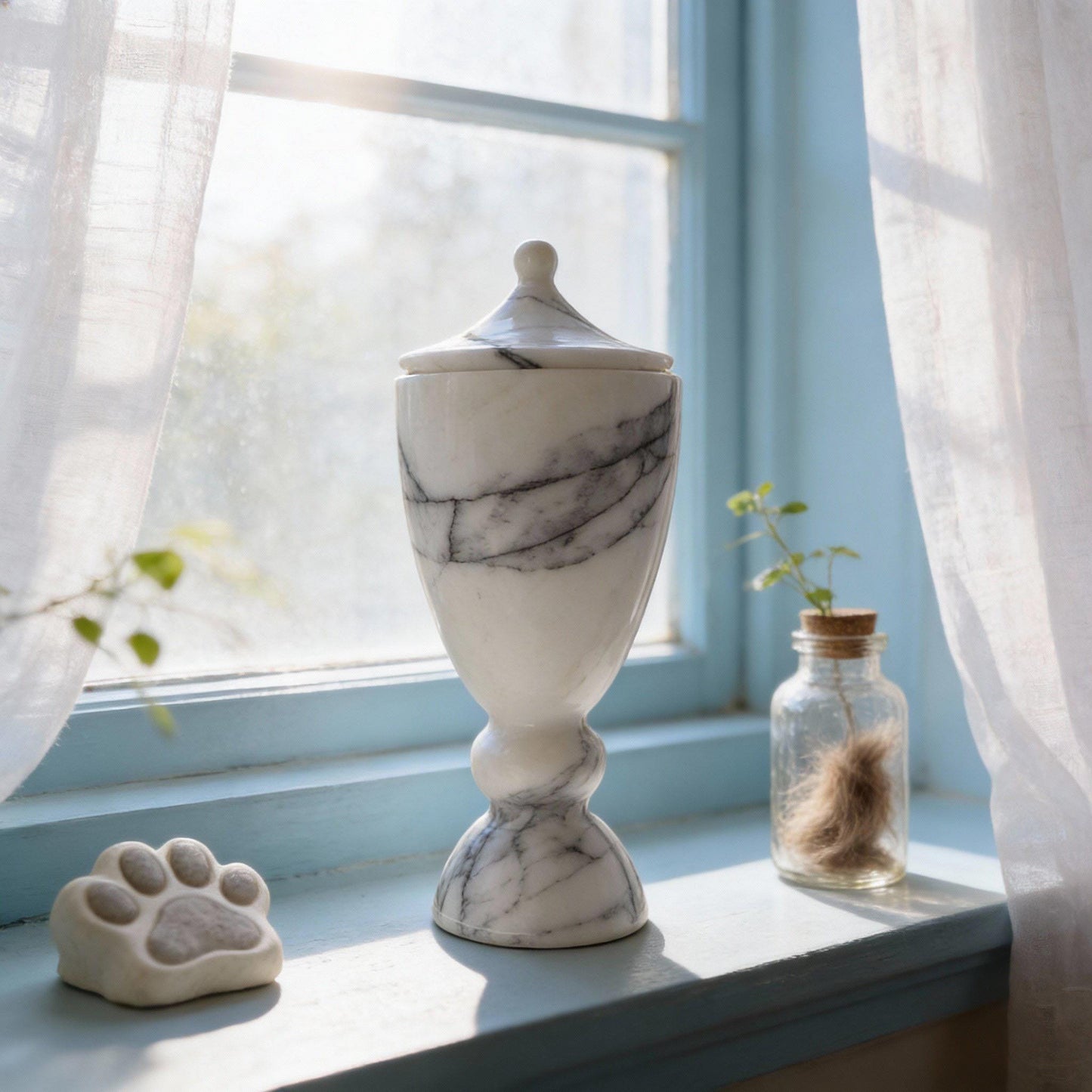 Handcrafted Marble Pet Cremation Urn, Cat & Dog Memorial Gift