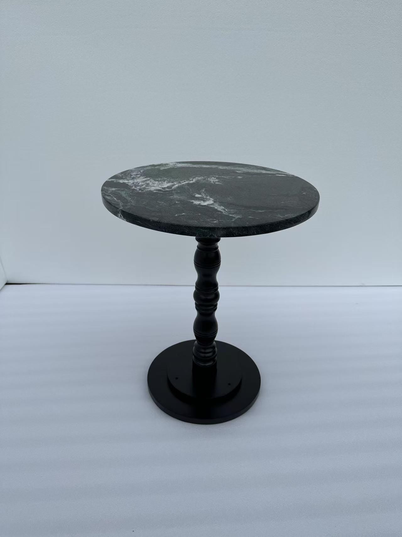 Natural Green Marble Side Table: vintage Design, Hand-Polished