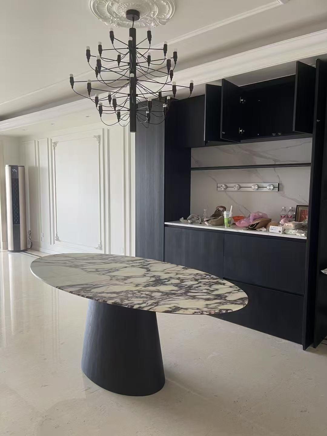 Calacatta Viola Marble Dining Table: Italian Natural Stone, Handcrafted