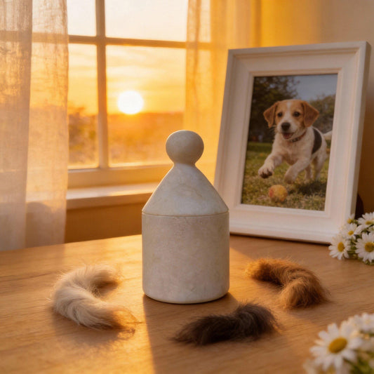 Handmade Marble Pet Urn - Peaceful Ashes Keepsake for Dogs & Cats
