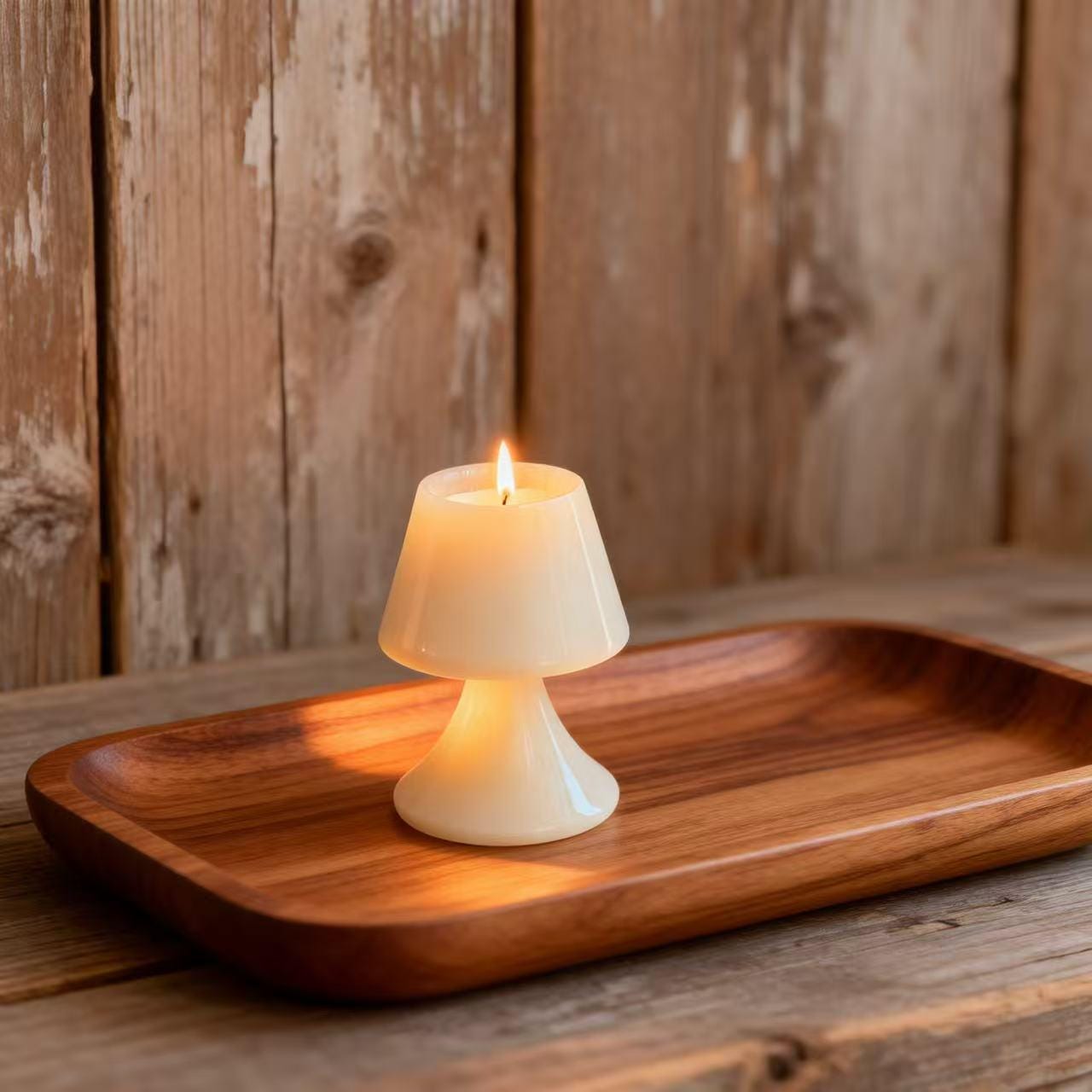 Marble Lamp Shaped Scented Candle, Handcrafted White Onyx Candle, Minimalist Home Decor Gift