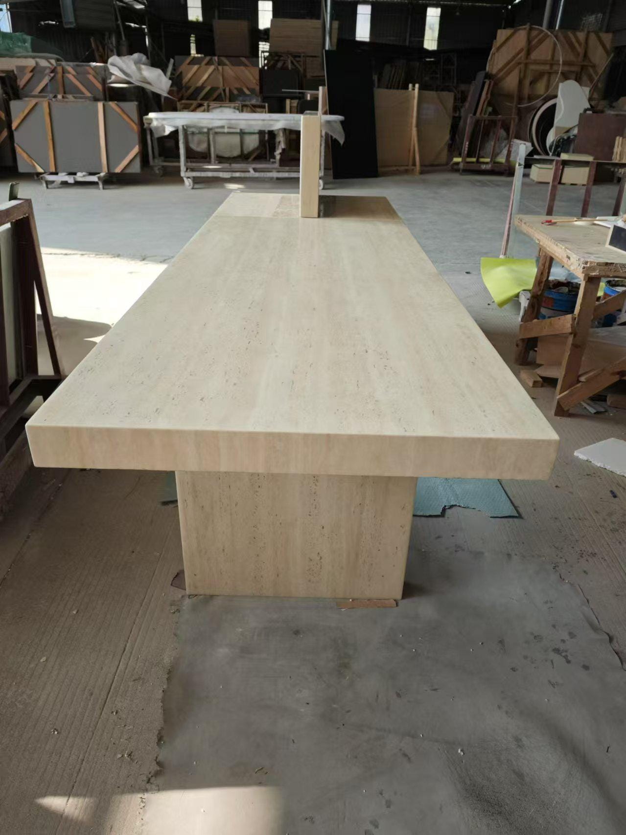 Nordic Wabi-Sabi Natural Travertine Dining Table (promotion)