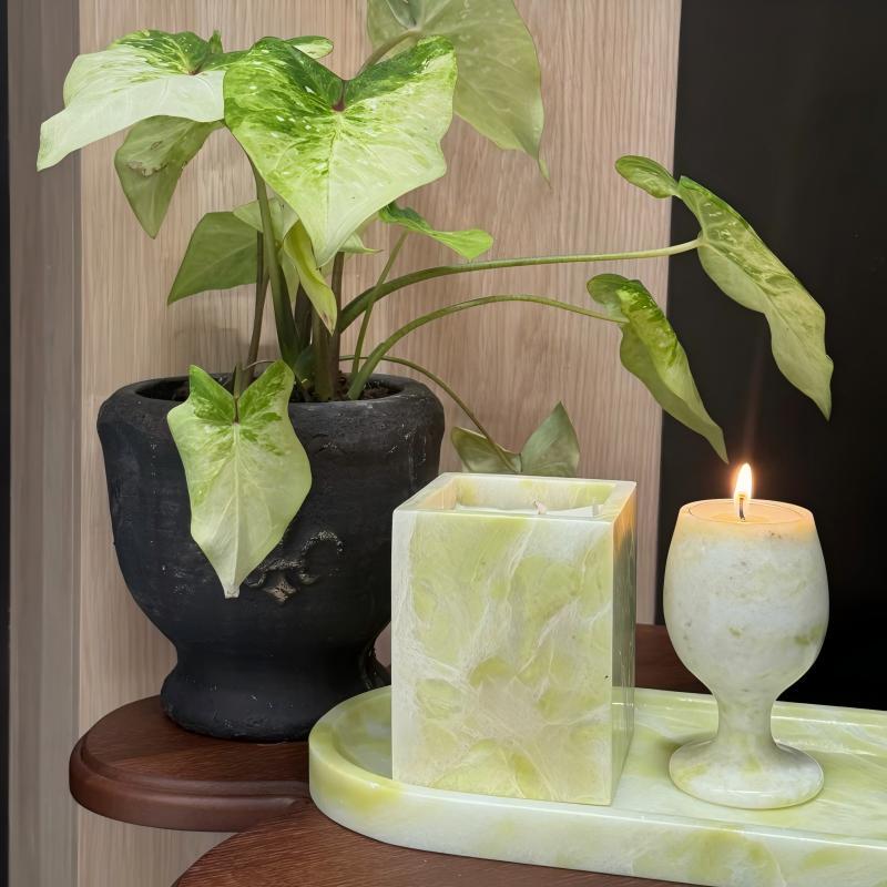 Irish Green Marble Tray & Soy Candle Set –Home Decor Gift for St.Patrick's Day