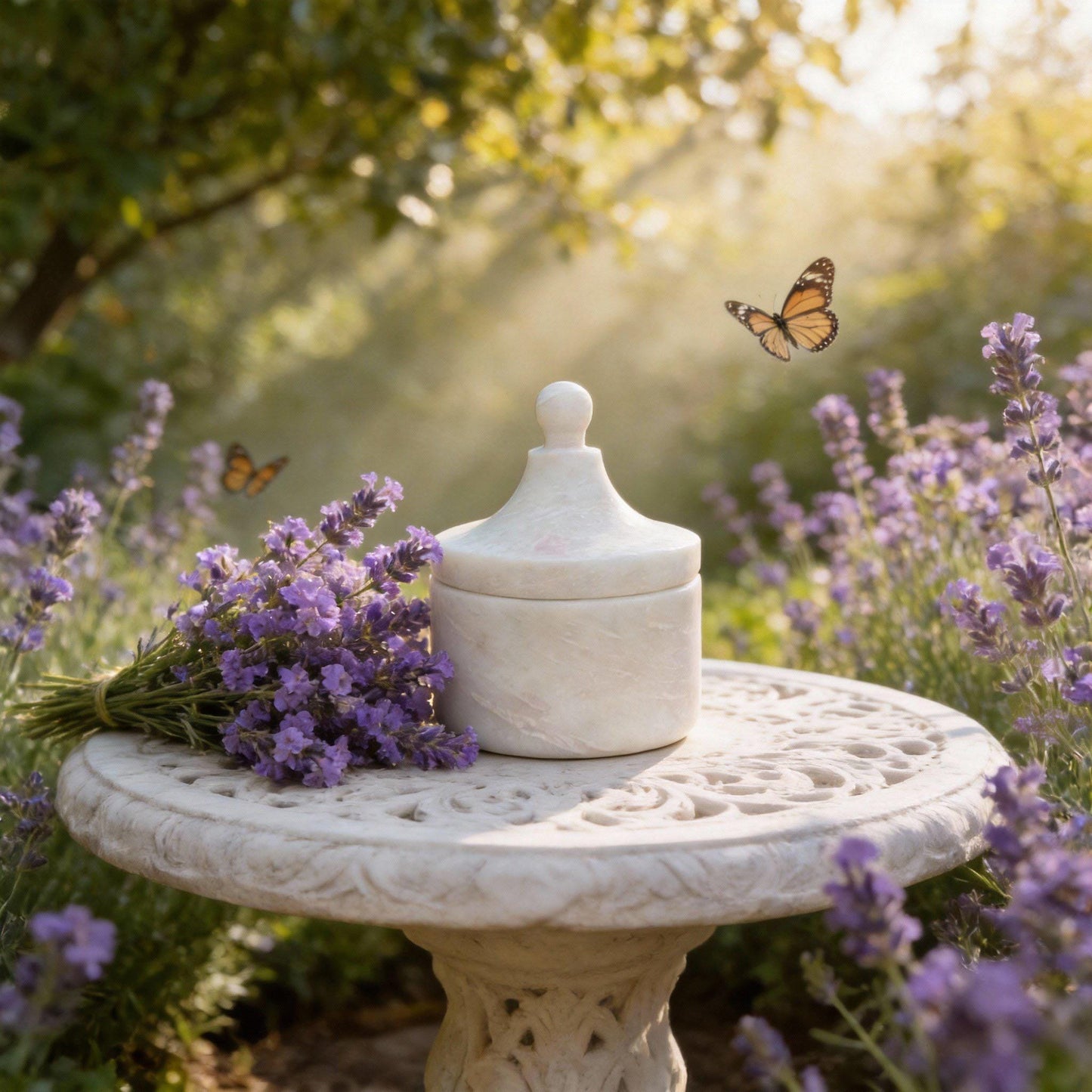 Handmade White Marble Pet Memorial Urn | Elegant Keepsake