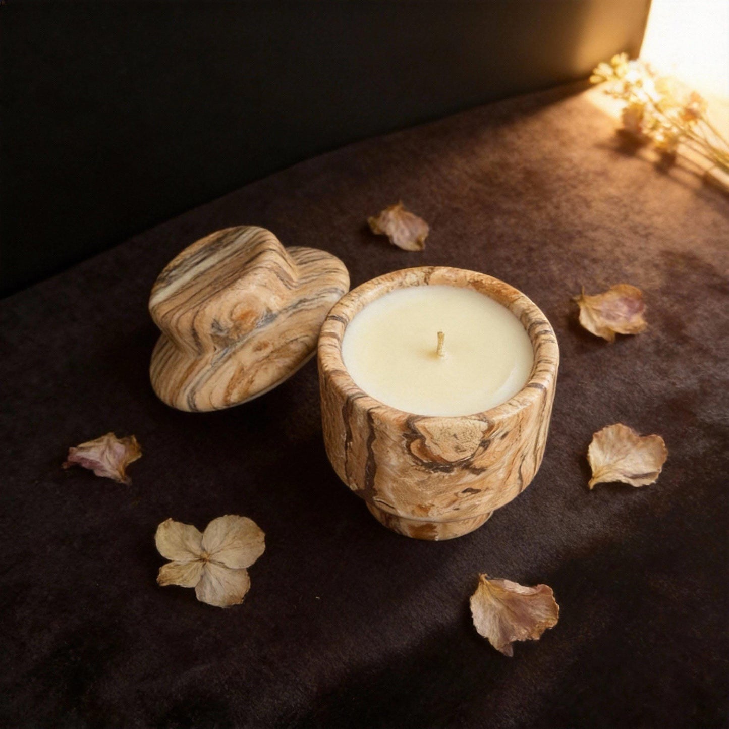 Handcrafted Marble Jar Candle, Soy Wax Scented Candle, Home Decor
