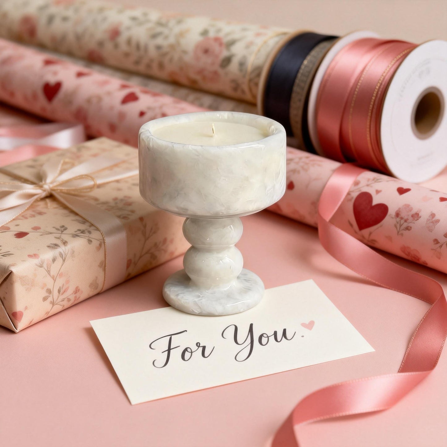 Natural marble scented candle cups, creative raw stone candlestick ornaments, Valentine's Day gifts, Valentine's Day