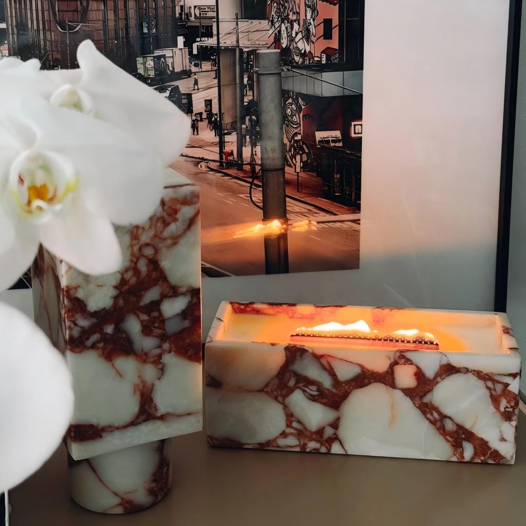 Handcrafted Red Onyx Scented Candle – Luxury Home Fragrance Gift for Girl