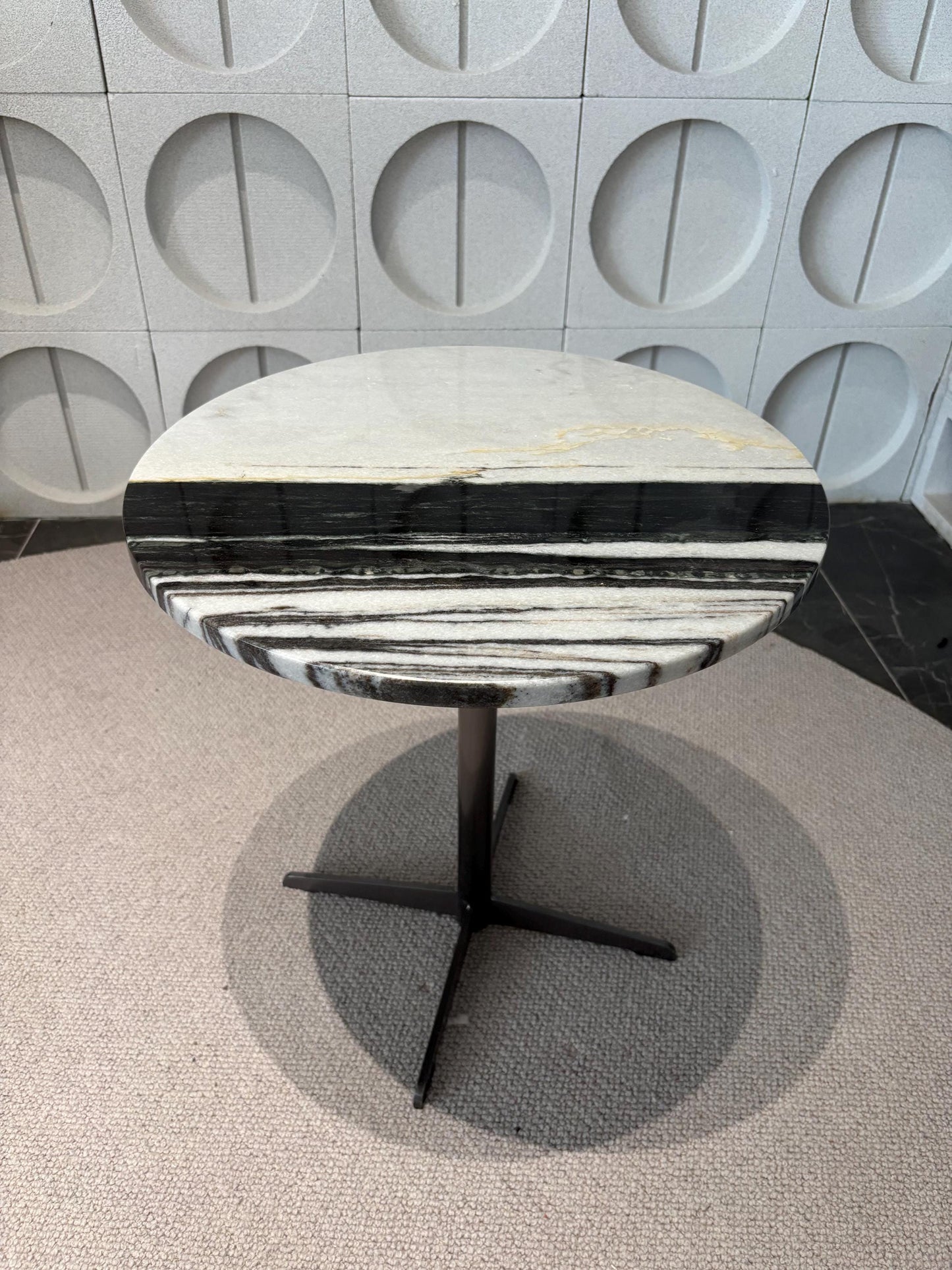 Natural Marble Side Table: Modern Round Coffee Table, Nightstand