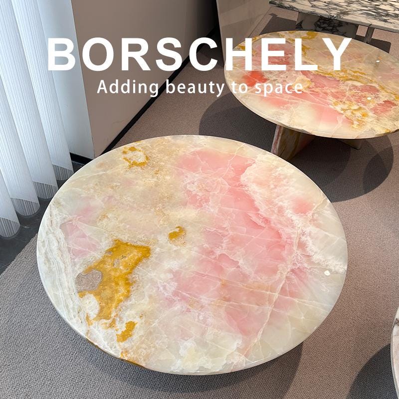 Handmade Pink Onyx Coffee Table: Natural Stone Modern Living Room